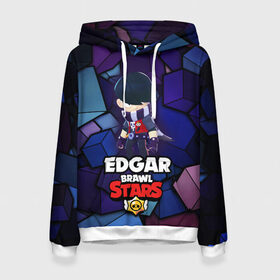 Женская толстовка 3D с принтом BRAWL STARS EDGAR в Кировске, 100% полиэстер  | двухслойный капюшон со шнурком для регулировки, мягкие манжеты на рукавах и по низу толстовки, спереди карман-кенгуру с мягким внутренним слоем. | 8 bit | brawl stars | byron | colette | crow | edgar | gale | leon | max | mr.p | sally leon | shark | virus 8 bit | werewolf leon | акула | байрон | берли | бравл старс | ворон | коллет | макс | оборотень | эдгар