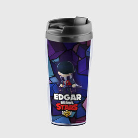 Термокружка-непроливайка с принтом BRAWL STARS EDGAR в Кировске, внутренняя часть — пищевой пластик, наружная часть — прозрачный пластик, между ними — полиграфическая вставка с рисунком | объем — 350 мл, герметичная крышка | 8 bit | brawl stars | byron | colette | crow | edgar | gale | leon | max | mr.p | sally leon | shark | virus 8 bit | werewolf leon | акула | байрон | берли | бравл старс | ворон | коллет | макс | оборотень | эдгар