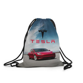 Рюкзак-мешок 3D с принтом Tesla Model 3 в Кировске, 100% полиэстер | плотность ткани — 200 г/м2, размер — 35 х 45 см; лямки — толстые шнурки, застежка на шнуровке, без карманов и подкладки | 3 | america | auto | car | electric | elon | model | motors | musk | tesla | usa | vehicle | авто | америка | илон | маск | модель | сша | тесла | электромобиль