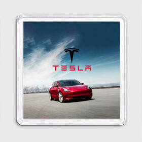 Магнит 55*55 с принтом Tesla Model 3 в Кировске, Пластик | Размер: 65*65 мм; Размер печати: 55*55 мм | 3 | america | auto | car | electric | elon | model | motors | musk | tesla | usa | vehicle | авто | америка | илон | маск | модель | сша | тесла | электромобиль