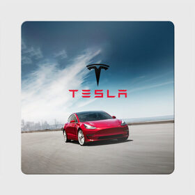 Магнит виниловый Квадрат с принтом Tesla Model 3 в Кировске, полимерный материал с магнитным слоем | размер 9*9 см, закругленные углы | 3 | america | auto | car | electric | elon | model | motors | musk | tesla | usa | vehicle | авто | америка | илон | маск | модель | сша | тесла | электромобиль