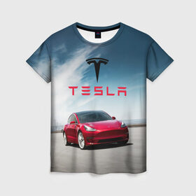 Женская футболка 3D с принтом Tesla Model 3 в Кировске, 100% полиэфир ( синтетическое хлопкоподобное полотно) | прямой крой, круглый вырез горловины, длина до линии бедер | 3 | america | auto | car | electric | elon | model | motors | musk | tesla | usa | vehicle | авто | америка | илон | маск | модель | сша | тесла | электромобиль
