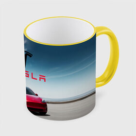 Кружка с принтом Tesla Model 3 в Кировске, керамика | ёмкость 330 мл | 3 | america | auto | car | electric | elon | model | motors | musk | tesla | usa | vehicle | авто | америка | илон | маск | модель | сша | тесла | электромобиль