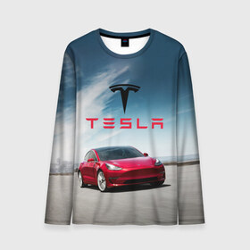 Мужской лонгслив 3D с принтом Tesla Model 3 в Кировске, 100% полиэстер | длинные рукава, круглый вырез горловины, полуприлегающий силуэт | 3 | america | auto | car | electric | elon | model | motors | musk | tesla | usa | vehicle | авто | америка | илон | маск | модель | сша | тесла | электромобиль