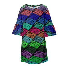 Детское платье 3D с принтом МОРСКОЙ ДОМИНАНТ в Кировске, 100% полиэстер | прямой силуэт, чуть расширенный к низу. Круглая горловина, на рукавах — воланы | лёгкий | лето | море | отдых | разноцветны | шахматный