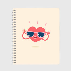 Тетрадь Сердце в очках: в Кировске, 100% бумага | 48 листов, плотность листов — 60 г/м2, плотность картонной обложки — 250 г/м2. Листы скреплены сбоку удобной пружинной спиралью. Уголки страниц и обложки скругленные. Цвет линий — светло-серый
 | heart | holidays | valentines day | день святого валентина | праздники | сердце | сердце в очках