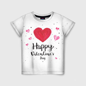 Детская футболка 3D с принтом Valentines Day в Кировске, 100% гипоаллергенный полиэфир | прямой крой, круглый вырез горловины, длина до линии бедер, чуть спущенное плечо, ткань немного тянется | Тематика изображения на принте: heart | holidays | valentines day | день святого валентина | надписи | праздники | сердце