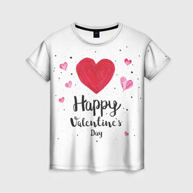 Женская футболка 3D с принтом Valentines Day в Кировске, 100% полиэфир ( синтетическое хлопкоподобное полотно) | прямой крой, круглый вырез горловины, длина до линии бедер | heart | holidays | valentines day | день святого валентина | надписи | праздники | сердце