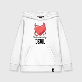 Детская толстовка хлопок с принтом Valentines Day Devil в Кировске, 100% хлопок | Круглый горловой вырез, эластичные манжеты, пояс, капюшен | art | devil | heart | holiday | valentines day | арт | день влюбленных | день святого валентина | дьявол | праздник | сердце