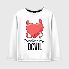 Детский лонгслив хлопок с принтом Valentines Day Devil в Кировске, 100% хлопок | круглый вырез горловины, полуприлегающий силуэт, длина до линии бедер | art | devil | heart | holiday | valentines day | арт | день влюбленных | день святого валентина | дьявол | праздник | сердце