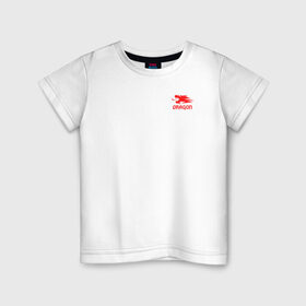 Детская футболка хлопок с принтом красный дракон в Кировске, 100% хлопок | круглый вырез горловины, полуприлегающий силуэт, длина до линии бедер | дракон | иностранные языки | клыки | когти | мифические животные | надпись | тест