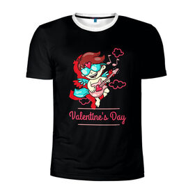 Мужская футболка 3D спортивная с принтом Valentines Day в Кировске, 100% полиэстер с улучшенными характеристиками | приталенный силуэт, круглая горловина, широкие плечи, сужается к линии бедра | angel | cupid | day | happy | heart | love | rose | valentine | valentines | ангел | валентин | валентина | валентинка | день | купидон | любовь | святого | святой | сердце