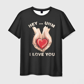 Мужская футболка 3D с принтом I love you в Кировске, 100% полиэфир | прямой крой, круглый вырез горловины, длина до линии бедер | angel | cupid | day | happy | heart | love | rose | valentine | valentines | ангел | валентин | валентина | валентинка | день | купидон | любовь | святого | святой | сердце