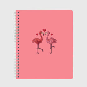 Тетрадь с принтом Love Forever в Кировске, 100% бумага | 48 листов, плотность листов — 60 г/м2, плотность картонной обложки — 250 г/м2. Листы скреплены сбоку удобной пружинной спиралью. Уголки страниц и обложки скругленные. Цвет линий — светло-серый
 | Тематика изображения на принте: angel | cupid | day | flamingo | happy | heart | love | rose | valentine | valentines | ангел | валентин | валентина | валентинка | день | купидон | любовь | святого | святой | сердце | фламинго