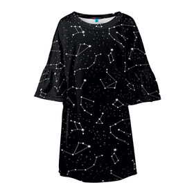 Детское платье 3D с принтом Созвездие в Кировске, 100% полиэстер | прямой силуэт, чуть расширенный к низу. Круглая горловина, на рукавах — воланы | астронавт | астронавты | астрономия | большая медведица | звезды | космос | малая медведица | созвездие