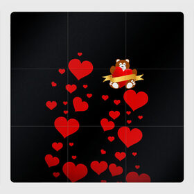 Магнитный плакат 3Х3 с принтом Плюшевый мишка в Кировске, Полимерный материал с магнитным слоем | 9 деталей размером 9*9 см | love | день влюбленных | любовь | мишка | сердечки
