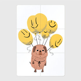 Магнитный плакат 2Х3 с принтом Понурый пес в Кировске, Полимерный материал с магнитным слоем | 6 деталей размером 9*9 см | веселый | желтый | мем | мопс | пес | прикольный | собака