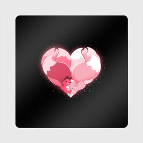 Магнит виниловый Квадрат с принтом Лисы в форме серца в Кировске, полимерный материал с магнитным слоем | размер 9*9 см, закругленные углы | heart | holidays | valentines day | день святого валентина | животные | звери | лисы | праздники | сердце