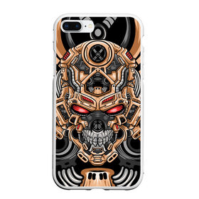 Чехол для iPhone 7Plus/8 Plus матовый с принтом CyberSkull в Кировске, Силикон | Область печати: задняя сторона чехла, без боковых панелей | Тематика изображения на принте: cyberpunk | evil | head | mask | mechanical | rage | robot | skull | арт | гнев | голова | демон | дьявол | злой | киберпанк | маска | механический | монстр | робот | рога | самурай | череп