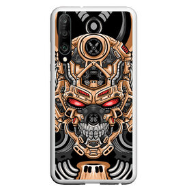 Чехол для Honor P30 с принтом CyberSkull в Кировске, Силикон | Область печати: задняя сторона чехла, без боковых панелей | Тематика изображения на принте: cyberpunk | evil | head | mask | mechanical | rage | robot | skull | арт | гнев | голова | демон | дьявол | злой | киберпанк | маска | механический | монстр | робот | рога | самурай | череп