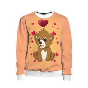 Детский свитшот 3D с принтом Медвежонок в Кировске, 100% полиэстер | свободная посадка, прямой крой, мягкая тканевая резинка на рукавах и понизу свитшота | bear | day | heart | love | romantic | valentine | valentines | амур | валентина | влюбленные | влюбленных | всех | день | купидон | любовь | медведь | медвежонок | романтика | романтичность | святого | сердечки | сердечко