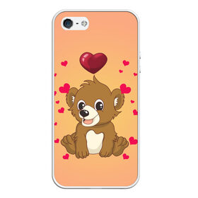 Чехол для iPhone 5/5S матовый с принтом Медвежонок в Кировске, Силикон | Область печати: задняя сторона чехла, без боковых панелей | bear | day | heart | love | romantic | valentine | valentines | амур | валентина | влюбленные | влюбленных | всех | день | купидон | любовь | медведь | медвежонок | романтика | романтичность | святого | сердечки | сердечко
