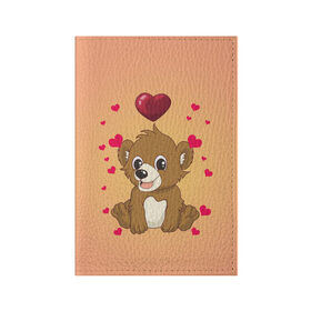 Обложка для паспорта матовая кожа с принтом Медвежонок в Кировске, натуральная матовая кожа | размер 19,3 х 13,7 см; прозрачные пластиковые крепления | bear | day | heart | love | romantic | valentine | valentines | амур | валентина | влюбленные | влюбленных | всех | день | купидон | любовь | медведь | медвежонок | романтика | романтичность | святого | сердечки | сердечко