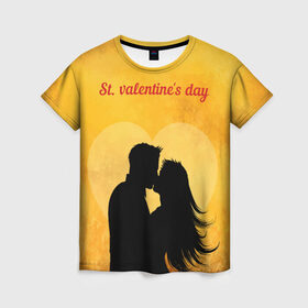 Женская футболка 3D с принтом St. valentines day в Кировске, 100% полиэфир ( синтетическое хлопкоподобное полотно) | прямой крой, круглый вырез горловины, длина до линии бедер | 14 февраля | love | the 14th of february | valentine | день влюбленных | любовь | пара | святой валентин