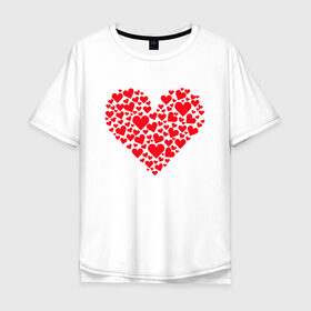Мужская футболка хлопок Oversize с принтом Сердечки в Кировске, 100% хлопок | свободный крой, круглый ворот, “спинка” длиннее передней части | day | heart | koala | love | romantic | valentine | valentines | амур | валентина | влюбленные | влюбленных | всех | день | коала | купидон | любовь | романтика | романтичность | святого | сердечки | сердечко | сердце