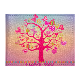 Обложка для студенческого билета с принтом Дерево любви признание в Кировске, натуральная кожа | Размер: 11*8 см; Печать на всей внешней стороне | бабочки | дерево | деревце | любовь | признание | розовый | романтика | сердечки | цветочки