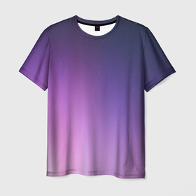 Мужская футболка 3D с принтом северное сияние фиолетовый в Кировске, 100% полиэфир | прямой крой, круглый вырез горловины, длина до линии бедер | градиент | звезды | космос | небо | ночь | природа | пурпурный | север | северное сияние | сиреневый | фиолетовый