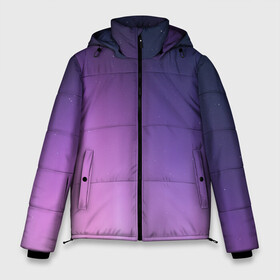Мужская зимняя куртка 3D с принтом северное сияние фиолетовый в Кировске, верх — 100% полиэстер; подкладка — 100% полиэстер; утеплитель — 100% полиэстер | длина ниже бедра, свободный силуэт Оверсайз. Есть воротник-стойка, отстегивающийся капюшон и ветрозащитная планка. 

Боковые карманы с листочкой на кнопках и внутренний карман на молнии. | Тематика изображения на принте: градиент | звезды | космос | небо | ночь | природа | пурпурный | север | северное сияние | сиреневый | фиолетовый