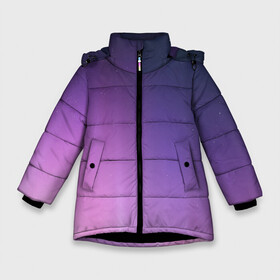 Зимняя куртка для девочек 3D с принтом северное сияние фиолетовый в Кировске, ткань верха — 100% полиэстер; подклад — 100% полиэстер, утеплитель — 100% полиэстер. | длина ниже бедра, удлиненная спинка, воротник стойка и отстегивающийся капюшон. Есть боковые карманы с листочкой на кнопках, утяжки по низу изделия и внутренний карман на молнии. 

Предусмотрены светоотражающий принт на спинке, радужный светоотражающий элемент на пуллере молнии и на резинке для утяжки. | градиент | звезды | космос | небо | ночь | природа | пурпурный | север | северное сияние | сиреневый | фиолетовый