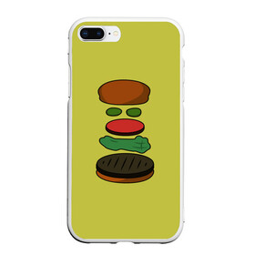 Чехол для iPhone 7Plus/8 Plus матовый с принтом Бургер в разборе в Кировске, Силикон | Область печати: задняя сторона чехла, без боковых панелей | Тематика изображения на принте: fastfood | food | pattern | бургер | бургер кинг | гамбургер | еда | макдональдс | паттерн | фастфуд