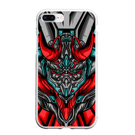 Чехол для iPhone 7Plus/8 Plus матовый с принтом CyberSkull в Кировске, Силикон | Область печати: задняя сторона чехла, без боковых панелей | Тематика изображения на принте: cyberpunk | evil | head | mask | mechanical | rage | robot | skull | арт | гнев | голова | демон | дьявол | злой | киберпанк | маска | механический | монстр | робот | рога | самурай | череп