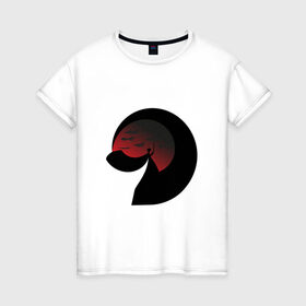 Женская футболка хлопок с принтом Самурай в Кировске, 100% хлопок | прямой крой, круглый вырез горловины, длина до линии бедер, слегка спущенное плечо | закат | месяц | меч | плащ | самурай