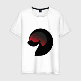 Мужская футболка хлопок с принтом Самурай в Кировске, 100% хлопок | прямой крой, круглый вырез горловины, длина до линии бедер, слегка спущенное плечо. | закат | месяц | меч | плащ | самурай