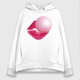 Женское худи Oversize хлопок с принтом BubbleGum Lips в Кировске, френч-терри — 70% хлопок, 30% полиэстер. Мягкий теплый начес внутри —100% хлопок | боковые карманы, эластичные манжеты и нижняя кромка, капюшон на магнитной кнопке | bubble | bubblegum | day | gum | heart | kiss | lips | love | romantic | valentine | valentines | амур | валентина | влюбленные | влюбленных | всех | губы | день | жвачка | любовь | поцелуй | романтика | романтичность | святого | сердечк