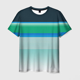 Мужская футболка 3D с принтом Sea color в Кировске, 100% полиэфир | прямой крой, круглый вырез горловины, длина до линии бедер | green | line | lines | sea | sea color | wave | зеленый | море | морской цвет