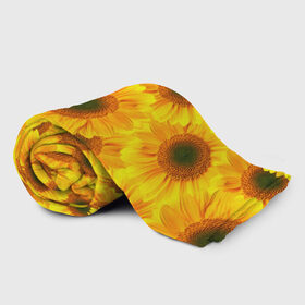 Плед 3D с принтом Принт подсолнухи желтый в Кировске, 100% полиэстер | закругленные углы, все края обработаны. Ткань не мнется и не растягивается | желтый | лето | подсолнухи | солнце | цветение | цветы
