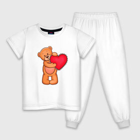 Детская пижама хлопок с принтом Миша в Кировске, 100% хлопок |  брюки и футболка прямого кроя, без карманов, на брюках мягкая резинка на поясе и по низу штанин
 | Тематика изображения на принте: 14 февраля | bear | cute | february 14 | heart | love | valentines day | ангелы | девушке | день влюбленных | день святого валентина | любовь | медвежонок | мило | милота | мишка | мишки | пара | парню | подарок | праздник