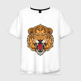 Мужская футболка хлопок Oversize с принтом Голова льва в Кировске, 100% хлопок | свободный крой, круглый ворот, “спинка” длиннее передней части | head | lion | predator | голова | лев | хищник