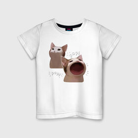 Детская футболка хлопок с принтом Cat Pop - Мем в Кировске, 100% хлопок | круглый вырез горловины, полуприлегающий силуэт, длина до линии бедер | art | cat | mem | meme | memes | music | pop | retro | style | арт | буп | кот | котенок | котик | котэ | мем | мемы | музыка | ретро