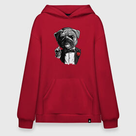 Худи SuperOversize хлопок с принтом The Dogfather в Кировске, 70% хлопок, 30% полиэстер, мягкий начес внутри | карман-кенгуру, эластичная резинка на манжетах и по нижней кромке, двухслойный капюшон
 | bulldog | dogfather | godfather | movie | pug | бульдог | крестный отец | мопс | фильм