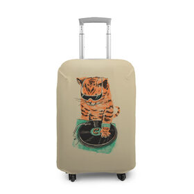 Чехол для чемодана 3D с принтом Cat DJ в Кировске, 86% полиэфир, 14% спандекс | двустороннее нанесение принта, прорези для ручек и колес | Тематика изображения на принте: art | cat | dj | goer | musician | party | pop | singer | арт | буп | диджей | кот | кошка | музыкант | певец | поп | тусовщик