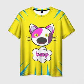 Мужская футболка 3D с принтом PoP CaT BooP в Кировске, 100% полиэфир | прямой крой, круглый вырез горловины, длина до линии бедер | boom | meme | pop art | popping | бум | буп кот | котик | мем | поп арт | ретро | стиль