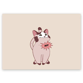 Поздравительная открытка с принтом Pop Cat в Кировске, 100% бумага | плотность бумаги 280 г/м2, матовая, на обратной стороне линовка и место для марки
 | baby | cat meme | kitty | meme | meow | pop cat | буп | взгляд кота | голова кота | детям | животные | звери | киска | кот мем | коты | котята | кошак | кошка | малыш | мемы | мультяшный | мяу | питомец | приколы | пушистый