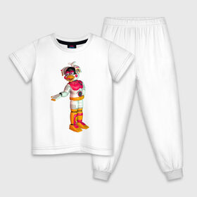 Детская пижама хлопок с принтом Фантайм Чика в Кировске, 100% хлопок |  брюки и футболка прямого кроя, без карманов, на брюках мягкая резинка на поясе и по низу штанин
 | fnaf | аниматроник | пиццерия | робот | фантайм чика | чика