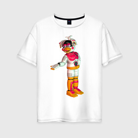 Женская футболка хлопок Oversize с принтом Фантайм Чика в Кировске, 100% хлопок | свободный крой, круглый ворот, спущенный рукав, длина до линии бедер
 | fnaf | аниматроник | пиццерия | робот | фантайм чика | чика