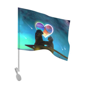 Флаг для автомобиля с принтом Ваня Дмитриенко Венера-Юпитер в Кировске, 100% полиэстер | Размер: 30*21 см | венера юпитер | день всех влюбленных | дмитриенко | сердечко